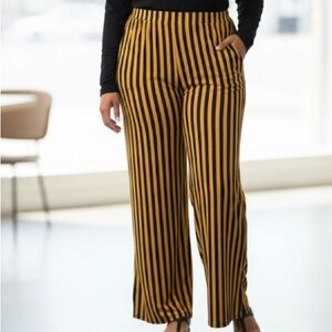 Palazzo Mustard & Black Striped Pants by Wearever size 3X NWOT